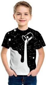 img 3 attached to 👕 Cool Casual Short Sleeve Tee Tops for Summer, FunnycoKid Boys Girls - 3D Graphic T-Shirt 6-16 Years