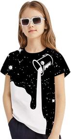 img 2 attached to 👕 Cool Casual Short Sleeve Tee Tops for Summer, FunnycoKid Boys Girls - 3D Graphic T-Shirt 6-16 Years