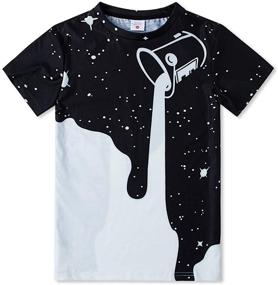 img 4 attached to 👕 Cool Casual Short Sleeve Tee Tops for Summer, FunnycoKid Boys Girls - 3D Graphic T-Shirt 6-16 Years