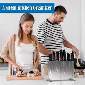 img 1 attached to Magnetic Knife Block: Durable 304 Stainless Steel Knife Holder with Strong Magnet for Efficient Kitchen Knife Storage