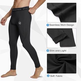 img 3 attached to 🏃 MEETWEE Men's Compression Pants - Cool Dry Running Athletic Tights: Workout Leggings as Long Base Layer for Gym Fitness Sports