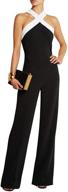 stylish appliques patchwork jumpsuit: flattering shoulder cocktail attire for women logo