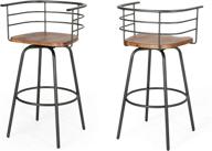 🪑 industrial modern swivel barstool set - christopher knight home jasmine, 29" with rubberwood seat in dark brown and gray logo