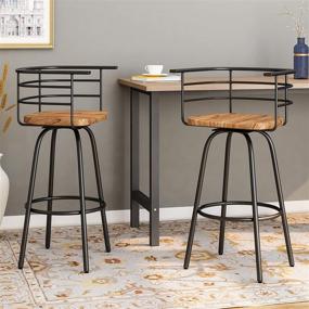 img 3 attached to 🪑 Industrial Modern Swivel Barstool Set - Christopher Knight Home Jasmine, 29" with Rubberwood Seat in Dark Brown and Gray