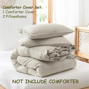 img 3 attached to 🛏️ Simple&amp;Opulence 100% Linen Duvet Cover Set, 3-Piece Breathable Bedding for Queen Size Beds - 88'' x 92'' (1 Comforter Cover+2 Pillowshams) with Coconut Button Closure - Natural Linen