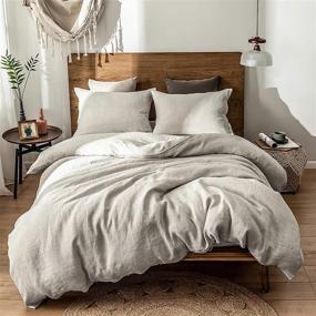 img 4 attached to 🛏️ Simple&amp;Opulence 100% Linen Duvet Cover Set, 3-Piece Breathable Bedding for Queen Size Beds - 88'' x 92'' (1 Comforter Cover+2 Pillowshams) with Coconut Button Closure - Natural Linen
