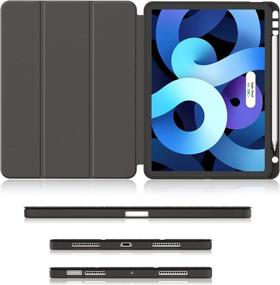 img 2 attached to 📱 Soke iPad Air 4 Case 10.9 Inch 2020 with Pencil Holder - Full Body Protection, Dark Grey