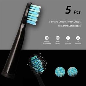 img 3 attached to 🪥 High-Quality Black Replacement Toothbrush Heads for Fairywill FW-507/508/551/917/959, ATMOKO, Gloridea, Sboly, WOVIDA, YUNCHI Y1 Sonic Electric Toothbrushes – 5 Pack