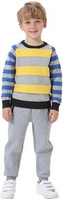 img 4 attached to 🌈 Striped Cotton Knit Rainbow Milk Sweater - Long Sleeve Crew Neck Pullover for Boys or Girls