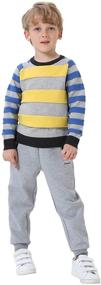 img 2 attached to 🌈 Striped Cotton Knit Rainbow Milk Sweater - Long Sleeve Crew Neck Pullover for Boys or Girls