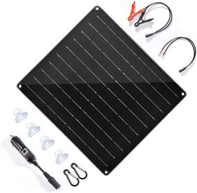 img 4 attached to 🔆 Topsolar 20W 12V Solar Panel Trickle Charger - Portable Solar Battery Maintainer for Car, Motorcycle, Boat, Marine RV - Includes Cigarette Lighter Plug & Alligator Clip for Easy Charging