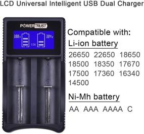 img 2 attached to 🔌 Smart Charger with PowerTrust LCD Display | Universal Dual Battery Charger for Rechargeable 18650, 26650, 22650, 18490, 18350, 17670, 17500, 16340, RCR123, 14500 Batteries | Ni-MH Ni-Cd A AA AAA C Compatible