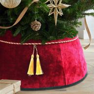 🎄 large 25-inch meriwoods christmas tree collar - velvet tree skirt with tassels for country rustic holiday decorations - red & green логотип