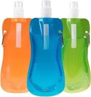 clever creations collapsible sports water bottle 3 pack: compact, leak-proof travel bottles for camping, hiking & more - 480 ml capacity in blue, orange, and green логотип