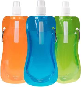 img 4 attached to Clever Creations Collapsible Sports Water Bottle 3 Pack: Compact, Leak-Proof Travel Bottles for Camping, Hiking & More - 480 mL Capacity in Blue, Orange, and Green