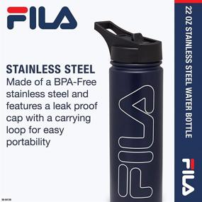 img 1 attached to 🥤 FILA Stainless Steel Water Bottle with Wide Mouth and Straw Lid, 22oz Capacity, Retro Design