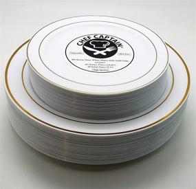img 2 attached to Heavyweight Plastic Disposable Plates with Gold Rim - Pack of 60 (30 Dinner Plates, 30 Salad Plates) for Weddings, Banquets, Parties, Anniversaries, Birthdays, Holidays, Picnics - BPA Free (Gold Rim)