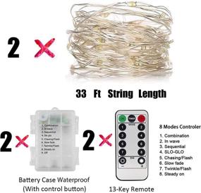 img 3 attached to LED Fairy Lights Battery Operated - 33Ft 100 LED Copper Wire String Lights With Remote Timer 8 Modes