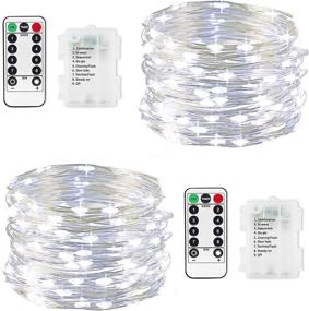 img 4 attached to LED Fairy Lights Battery Operated - 33Ft 100 LED Copper Wire String Lights With Remote Timer 8 Modes