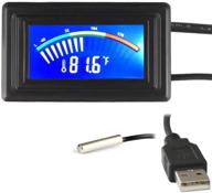 keynice usb powered digital thermometer with color lcd 🌡️ display - highly accurate readings in fahrenheit and celsius - black logo