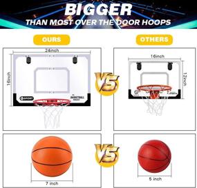 img 3 attached to 🏀 Family Games Indoor Mini Basketball Hoop Set for Kids and Adults - 24 X 16 Inch Board, Perfect for Home, Office, Door, and Wall - Complete with 3 Balls and Accessories - Basketball Toy Gift for Boys, Girls, and Teens