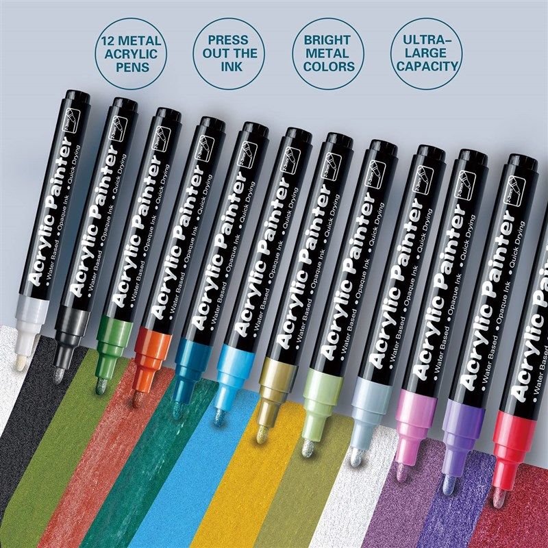 FUMILE 36 Colors Paint Pens Paint Markers, Acrylic Paint Pens for