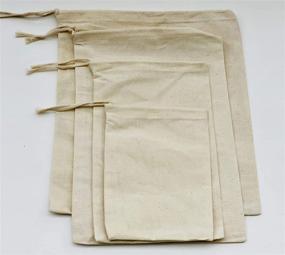 img 3 attached to 👜 Cotton Muslin Bags 100% Organic Single Drawstring - Premium Quality Eco Friendly Reusable Bags, Pack of 100 (4 x 6 Inches)