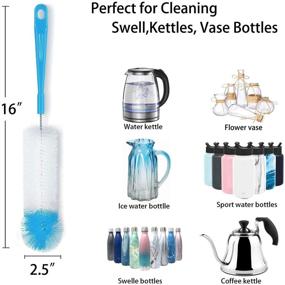 img 3 attached to Efficient Bottle Brush Cleaner Set - Long Water Bottle Cleaning Brush 14-inch X 2.5-inch (Pack of 3)