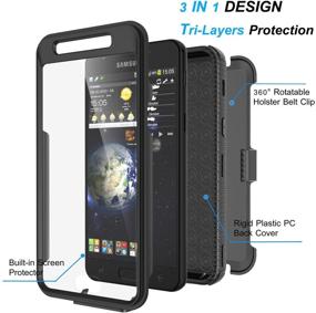 img 3 attached to Black Phone Cover with Holster Swivel Belt Clip - Njjex Galaxy J3 Orbit Case for Samsung J3 2018, J3 Eclipse 2, J3 Achieve, Express Prime 3, Amp Prime 3, J3 Prime 2, J3 Emerge, J3 V 3rd Gen, J3 Aura, J3 Star