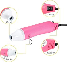 img 2 attached to 🔥 Enhance Craft Creations with Luxanna Bubble Buster Tool Mini Heat Gun: Perfect for Epoxy Resin, Acrylic Art, and Epoxy Glitter Tumblers - Includes 4pcs Accessories (pink-white)