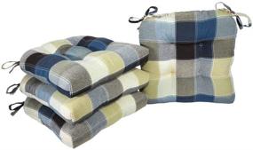 img 4 attached to 🪑 Arlee Harris Plaid Chair Pad Seat Cushion: Non-Slip, Durable & Comfortable - Set of 4 (Blue, 14"x15")