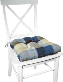 img 3 attached to 🪑 Arlee Harris Plaid Chair Pad Seat Cushion: Non-Slip, Durable & Comfortable - Set of 4 (Blue, 14"x15")