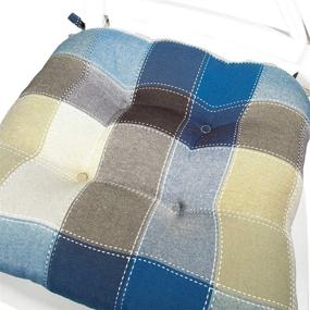 img 2 attached to 🪑 Arlee Harris Plaid Chair Pad Seat Cushion: Non-Slip, Durable & Comfortable - Set of 4 (Blue, 14"x15")