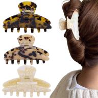 🍌 stylish 3 pack: nonslip tortoise banana hair clips for women and girls with thin/thick hair - leopard print logo