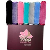 🌸 petals reusable makeup remover towel: premium quality microfiber, gentle with satin-silk edges, water-only cleansing, multi-color gift set - pack of 7 (6x6 inch) logo