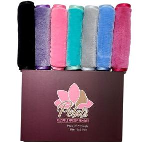 img 4 attached to 🌸 Petals Reusable Makeup Remover Towel: Premium Quality Microfiber, Gentle with Satin-Silk Edges, Water-only Cleansing, Multi-Color Gift Set - Pack of 7 (6x6 inch)