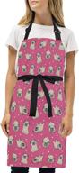🐱 cute pink cat print adjustable extra long bib apron - blueangle логотип