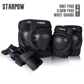 img 3 attached to 🛹 STARPOW 3-in-1 Knee Pads, Elbow Pads, and Wrist Guards Set for Kids and Adults - Perfect Protective Gear for Skateboarding, Roller Skating, Rollerblading, Snowboarding, and Cycling (Black, S/M/L)