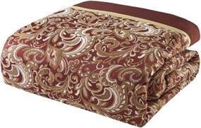 img 2 attached to 🛏️ Brystol 24 Piece Room in a Bag Faux Silk Comforter Jacquard Paisley Design with Matching Curtains - Queen Size (90 in x 90 in), Red - All Season Bedding Set | Hypoallergenic & Down Alternative
