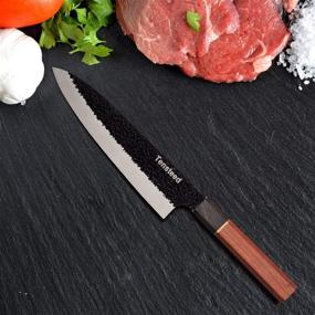 img 1 attached to 🔪 Tensteed Chef Knife - Professional 8 Inch German 3 Layer 9CR18MOV Clad Steel Kitchen Knife with Octagon Handle Made of 100% Sandalwood