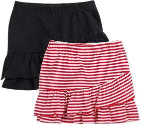 img 3 attached to UNACOO 2 Packs - Stylish 100% Cotton Tiered Ruffle Skirts for Girls