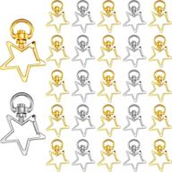 🔑 50 pieces star clasp keychains: metal swivel lobster clasp for jewelry craft making, diy key rings in silver and golden logo