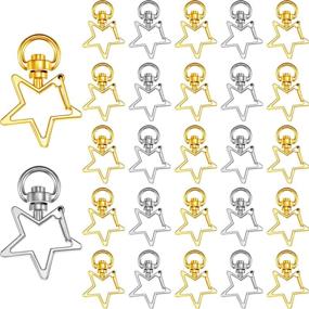 img 4 attached to 🔑 50 Pieces Star Clasp Keychains: Metal Swivel Lobster Clasp for Jewelry Craft Making, DIY Key Rings in Silver and Golden