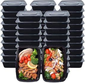 img 4 attached to 🍱 50 Pack Meal Prep Containers with Lids - 750ML/ 26 OZ - Disposable Bento Box Reusable Plastic Lunch Box for Food Storage - Microwave, Dishwasher, and Freezer Safe - Kitchen Food Take-Out Box