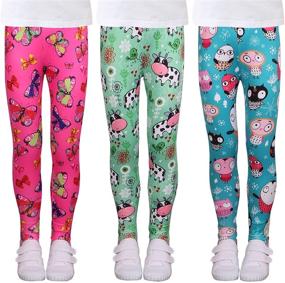 img 4 attached to 👧 LUOUSE Cute Printed Girls Stretch Leggings, Ankle Length, Multipack for Ages 4-13 Years