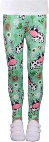 img 1 attached to 👧 LUOUSE Cute Printed Girls Stretch Leggings, Ankle Length, Multipack for Ages 4-13 Years