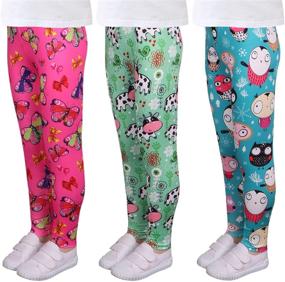 img 3 attached to 👧 LUOUSE Cute Printed Girls Stretch Leggings, Ankle Length, Multipack for Ages 4-13 Years