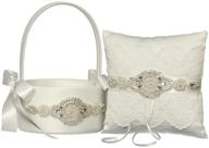 👰 lapuda beautiful hand-beaded ivory wedding flower basket & ring pillow set: elegant appearance with pearl accent (1 basket and 1 pillow) logo