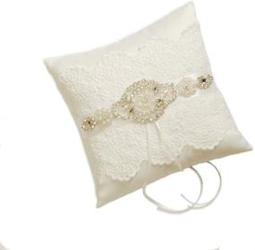 img 3 attached to 👰 LAPUDA Beautiful Hand-Beaded Ivory Wedding Flower Basket & Ring Pillow Set: Elegant Appearance with Pearl Accent (1 Basket and 1 Pillow)