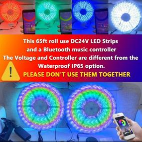 img 3 attached to 🎶 Enhanced 20M Music Color Chasing LED Strip Light Kit, 65.6ft 24V IP65 Waterproof RGB LED Tape Light, Works With SP107E and Supports iOS Android, Ideal for Home Decorations